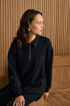 Siyah Yakası Fermuarlı Sweatshirt - 1