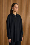 Siyah Yakası Fermuarlı Sweatshirt - 5