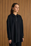 Siyah Yakası Fermuarlı Sweatshirt - 5
