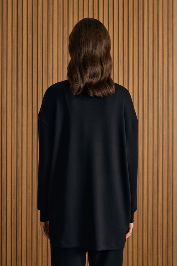 Siyah Yakası Fermuarlı Sweatshirt - 6