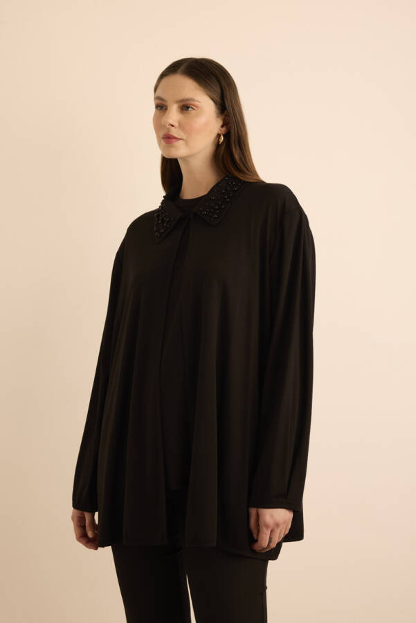 Siyah Yakası İnci İşlemeli Tweenset - Aker (1)