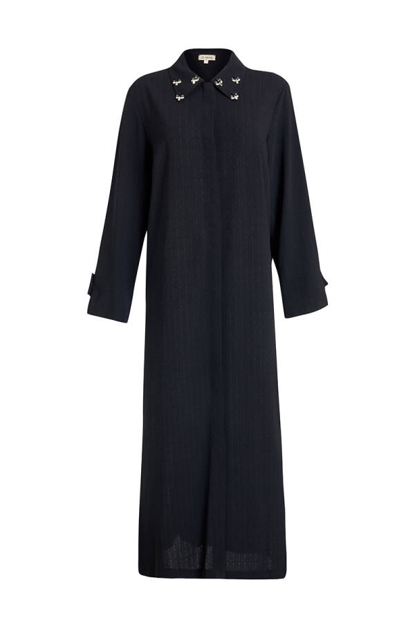 Siyah Yakası İşlemeli Ferace - 1