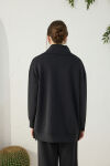 Siyah Yakası ve Yan Yırtmaçları Fermuarlı Modal Sweatshirt - 7