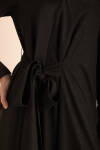 Siyah Yandan Bağlamalı Sim Tül Detaylı Elbise - 3