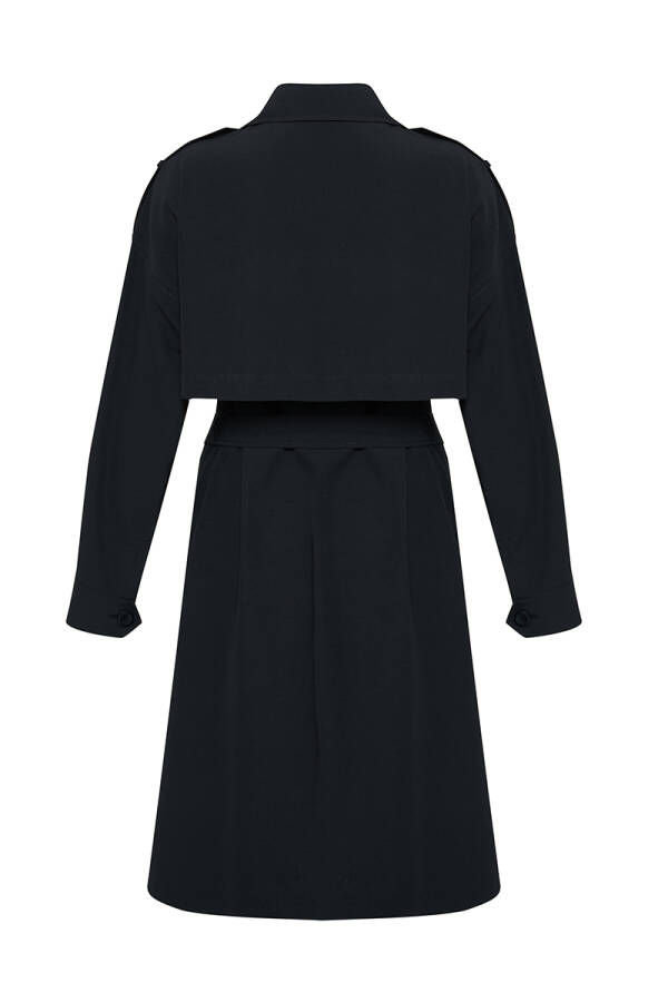 Siyah Yanları Düğme Detaylı Trençkot - 3