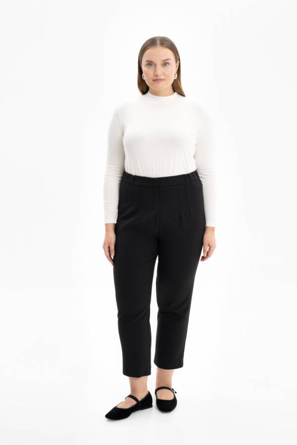 Siyah Yanları Lastikli Pantolon - Aker