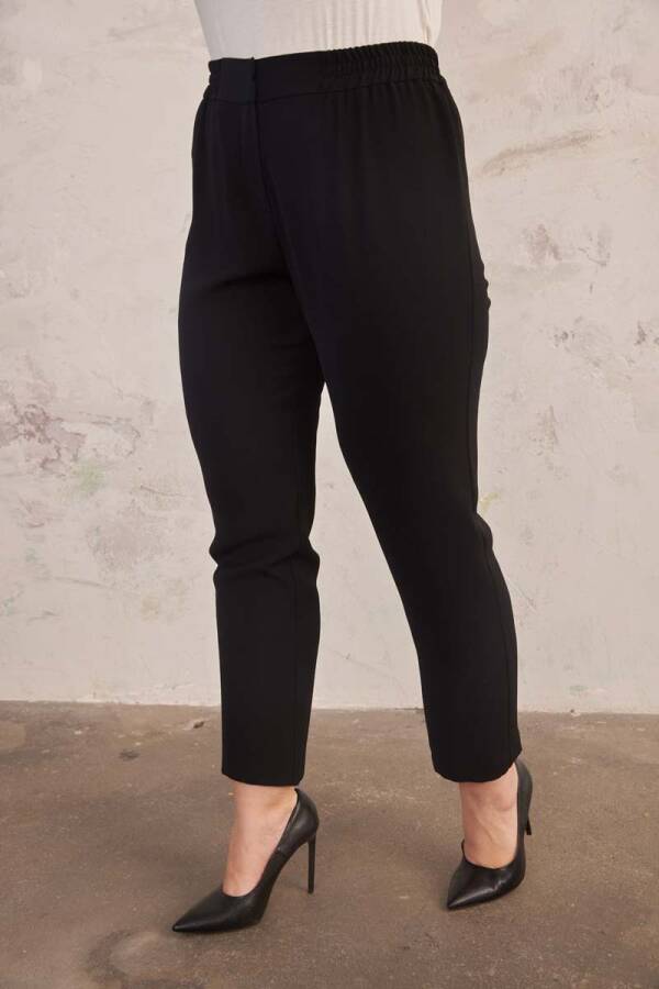 Siyah Yanları Lastikli Pantolon - 6