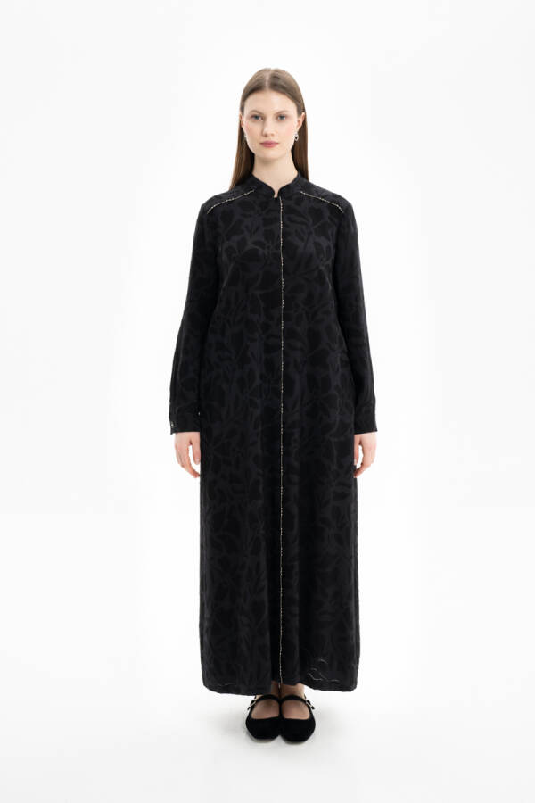 Siyah Zincir Detaylı Ferace - 1