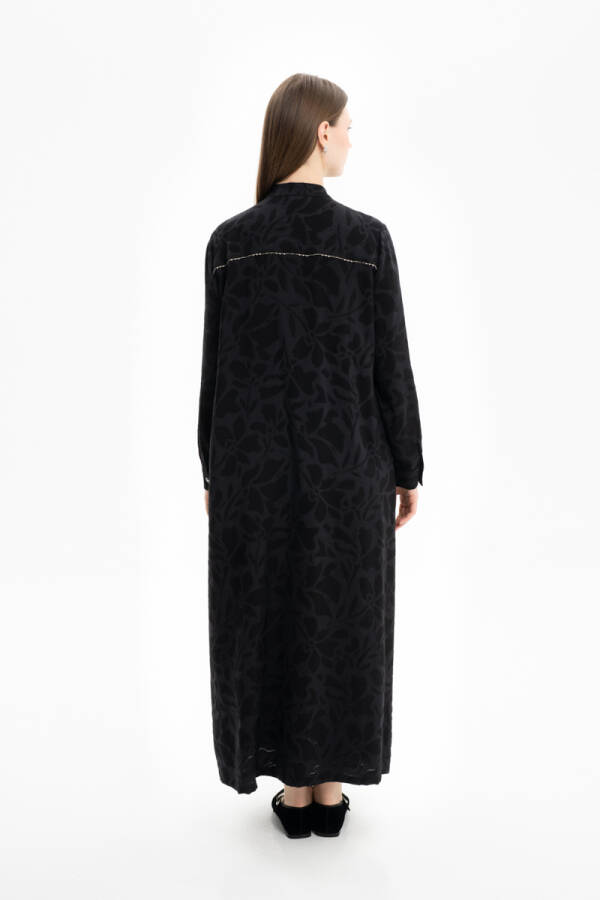 Siyah Zincir Detaylı Ferace - 3