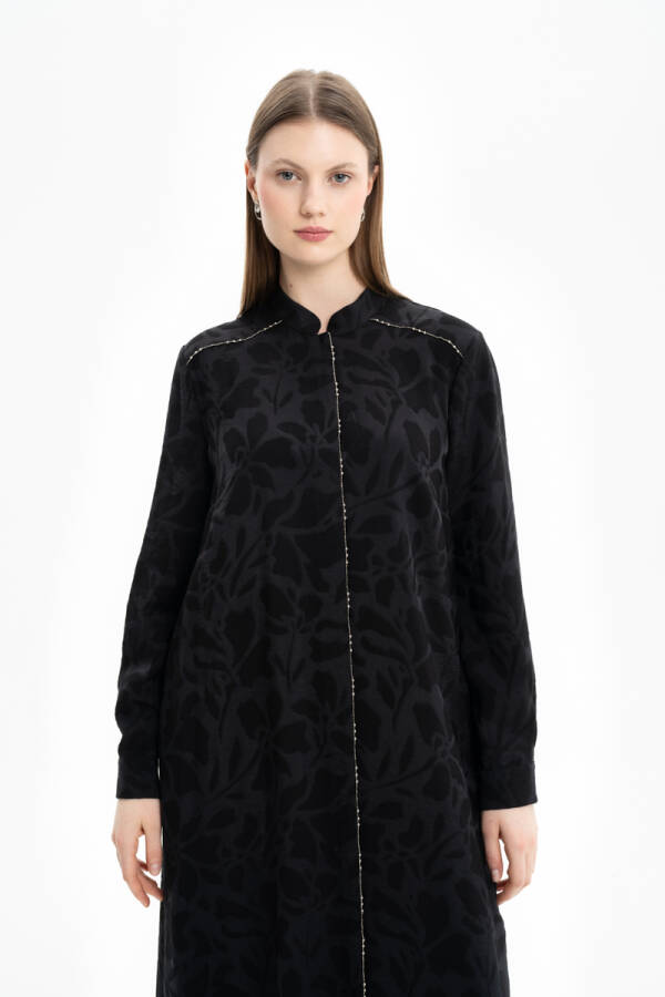 Siyah Zincir Detaylı Ferace - 5