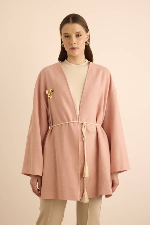 Somon Metal Broşlu Beli Kordon Bağcıklı Kap - 6