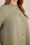 Haki Spor Dikişli Keten Tunik - 7