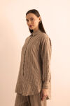 Sütlü Kahve Dokusu Çizgili Cotton İçerikli Tunik - 6