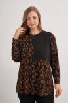 Taba 2676112 Leopar Desenli Örme Bluz - 1