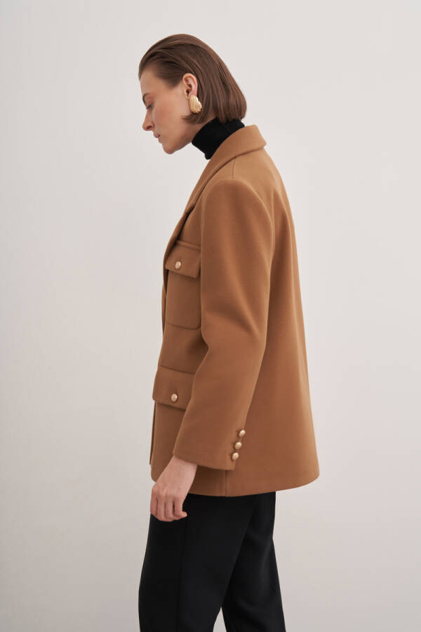 Taba Düğmeli Viscon Ceket - 4