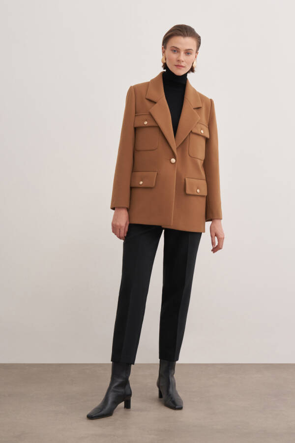 Taba Düğmeli Viscon Ceket - Aker