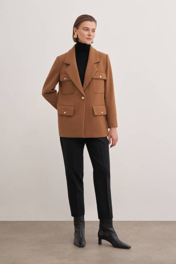 Taba Düğmeli Viscon Ceket - Aker (1)