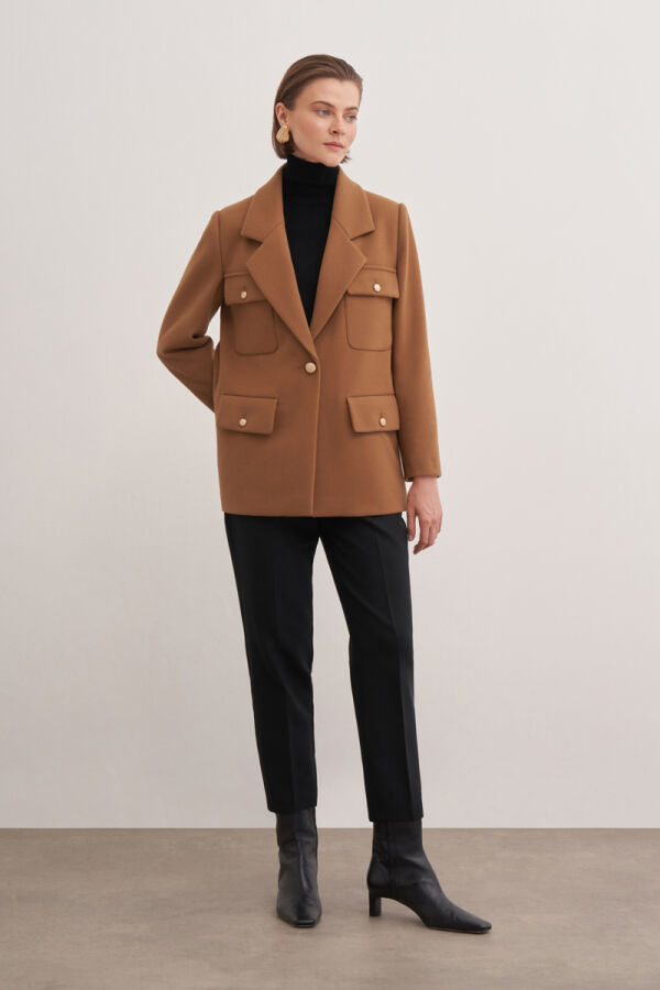 Taba Düğmeli Viscon Ceket - 2