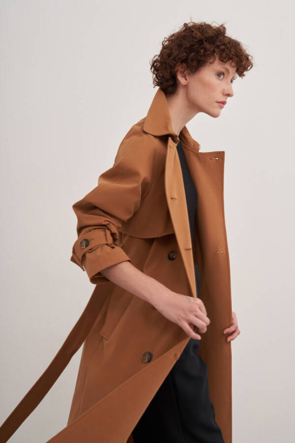Taba Çift Rüzgarlıklı Kruvaze Trençkot - 3