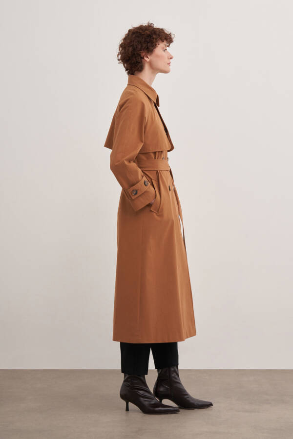 Taba Çift Rüzgarlıklı Kruvaze Trençkot - Aker (1)