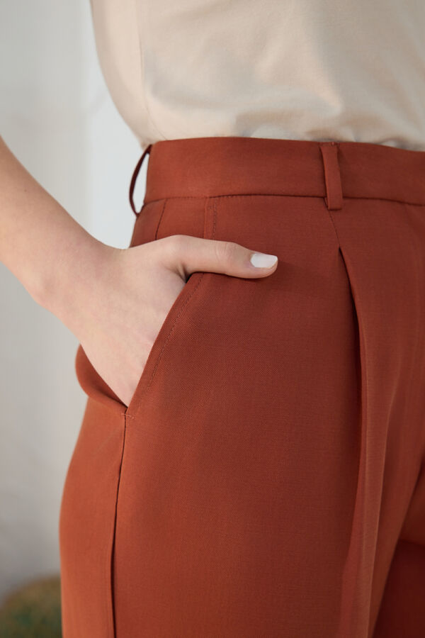 Tarçın Pileli Pantolon - 6