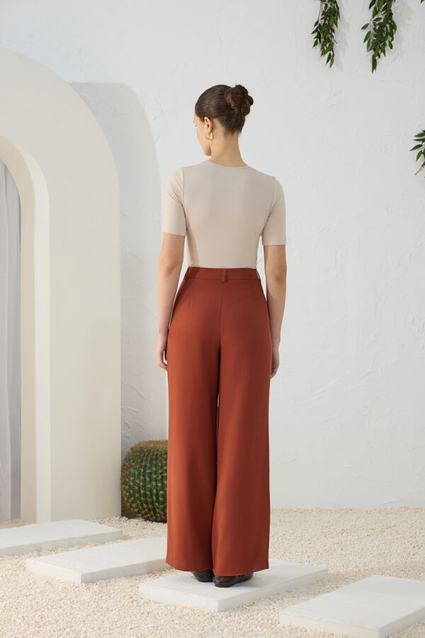 Tarçın Pileli Pantolon - 7