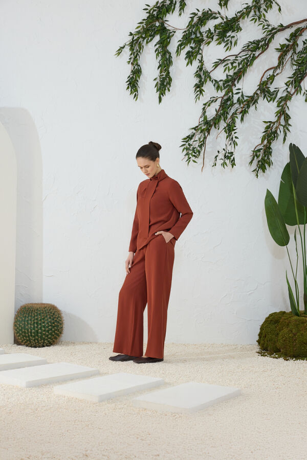 Tarçın Pileli Pantolon - Aker