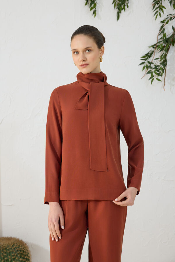 Tarçın Şal Yaka Bluz - 3