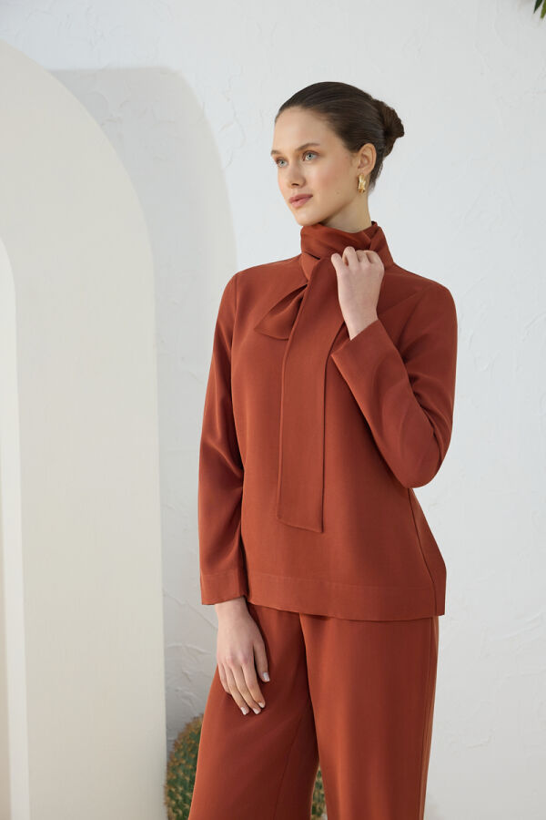 Tarçın Şal Yaka Bluz - 4