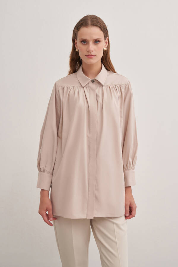 Taş 2233111 Gömlek Yaka Cotton Bluz - Aker (1)
