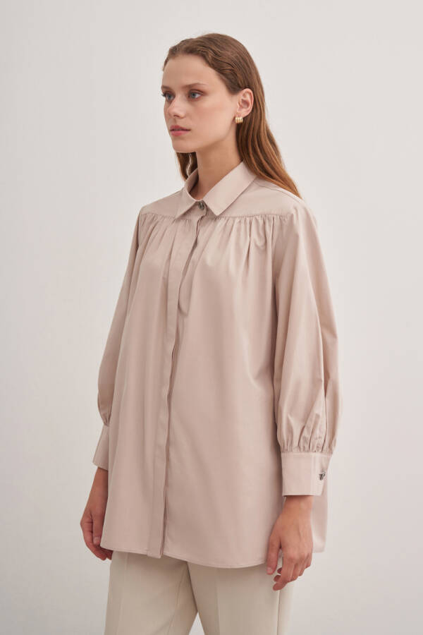 Taş Gömlek Yaka Cotton Bluz - 3