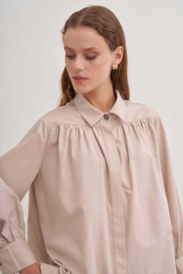 Taş Gömlek Yaka Cotton Bluz - 6