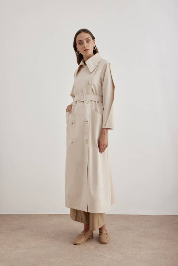 Taş Kemer Detaylı Pardösü - 4