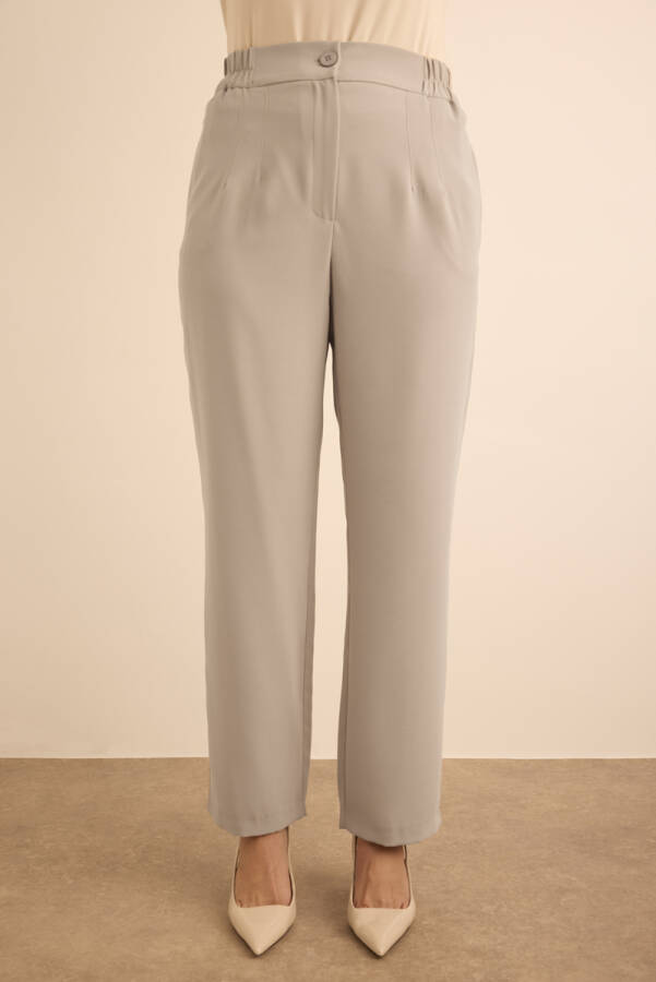 Taş Beli Lastik Detaylı Krep Pantolon - 2