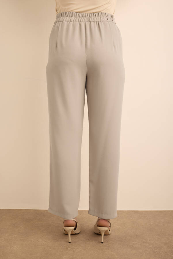 Taş Beli Lastik Detaylı Krep Pantolon - 6