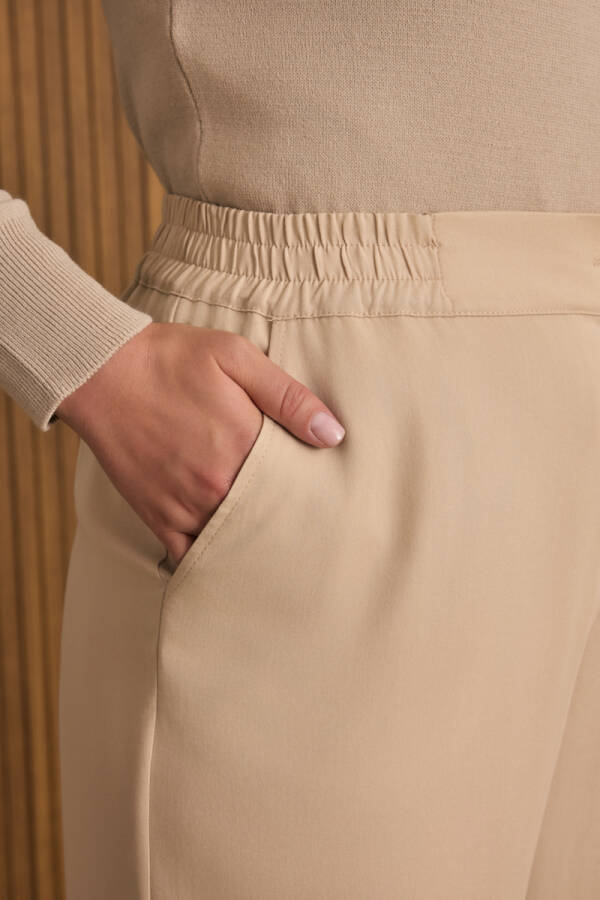 Taş Beli Lastik Detaylı Tencel Pantolon Etek - 5