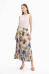 Taş Beli Lastikli Desenli Etek - 1