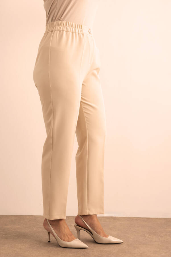 Taş Beli Lastikli Dokuma Pantolon - 3