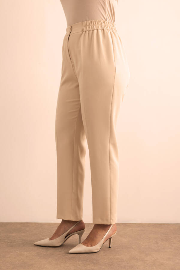 Taş Beli Lastikli Dokuma Pantolon - 4
