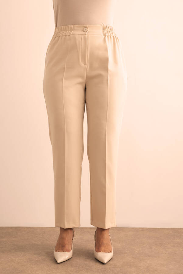 Taş Beli Lastikli Dokuma Pantolon - 5