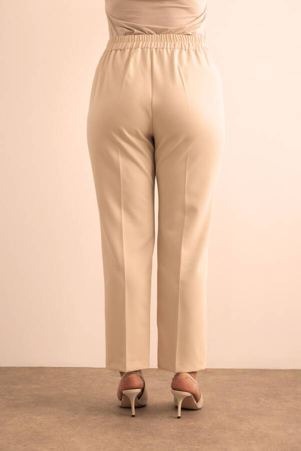 Taş Beli Lastikli Dokuma Pantolon - 7