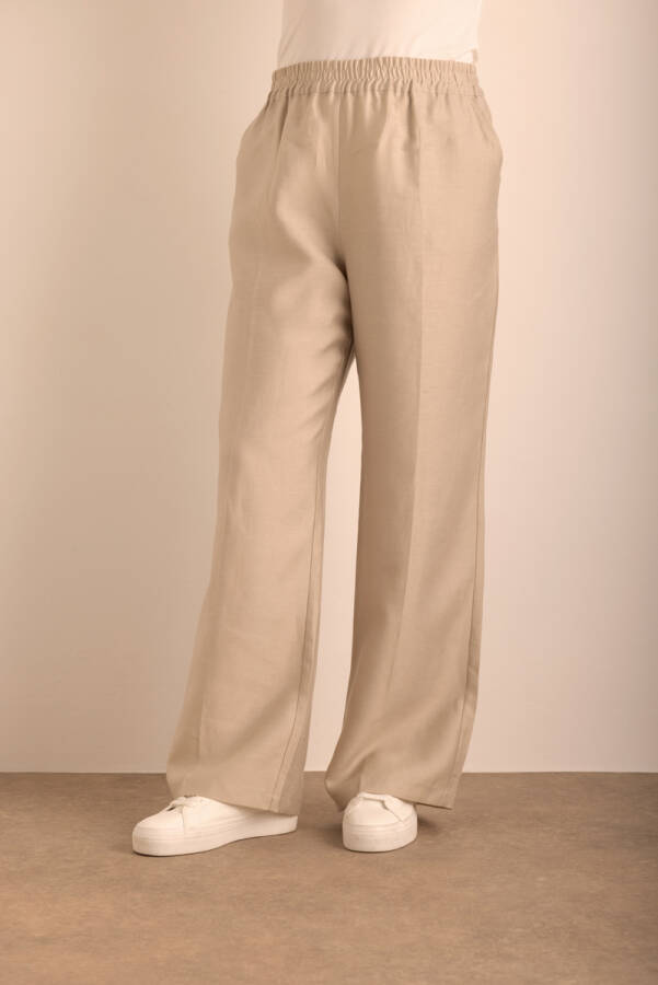 Taş Beli Lastikli Keten Tencel Pantolon - 6