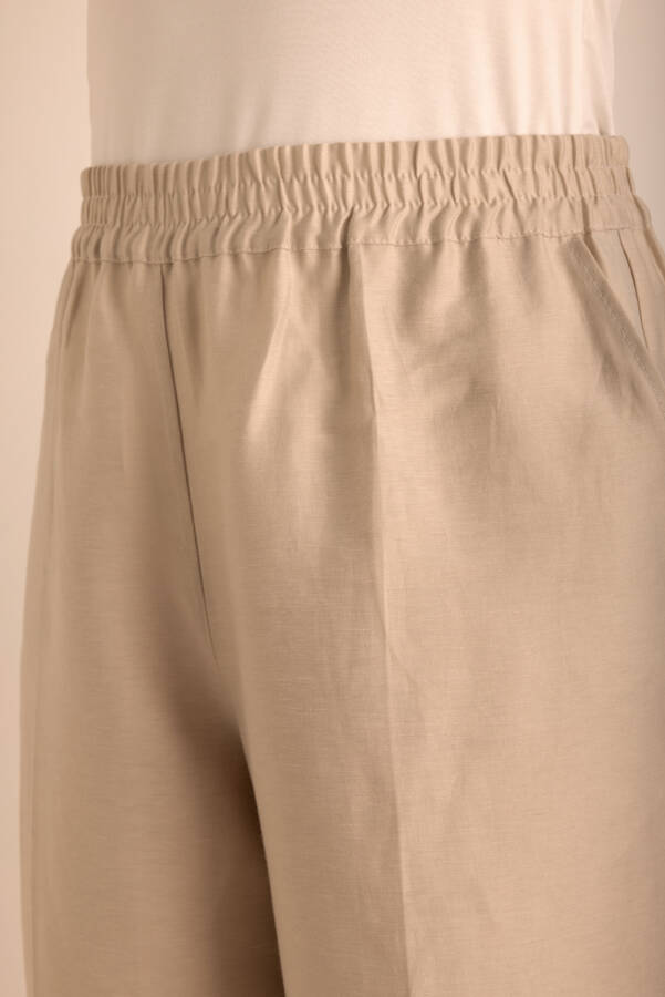 Taş Beli Lastikli Keten Tencel Pantolon - 4