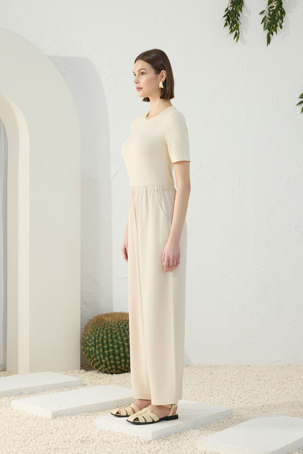 Taş Beli Lastikli Pantolon - 4