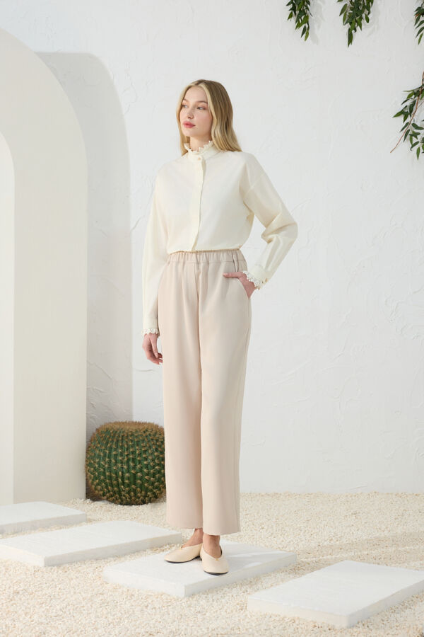 Taş Beli Lastikli Rahat Pantolon - 4