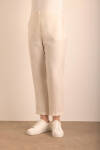Taş Beli Lastikli Viscon Keten Pantolon - 5