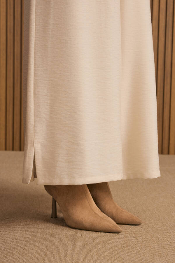 Taş Beli Lastikli Viscon Pantolon Etek - 5