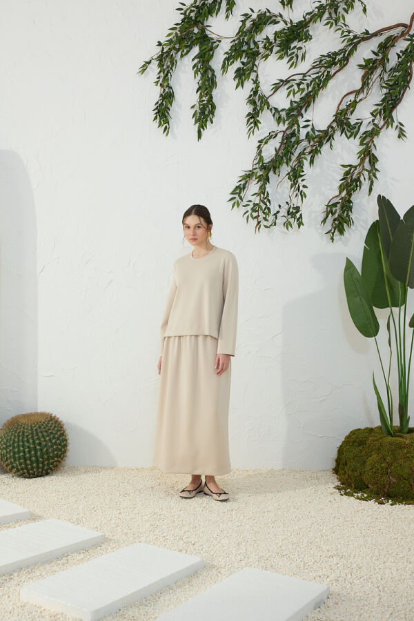 Taş Bisiklet Yaka Örme Bluz - 1