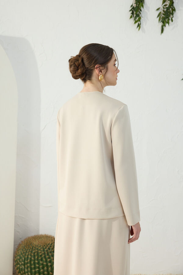 Taş Bisiklet Yaka Örme Bluz - 7