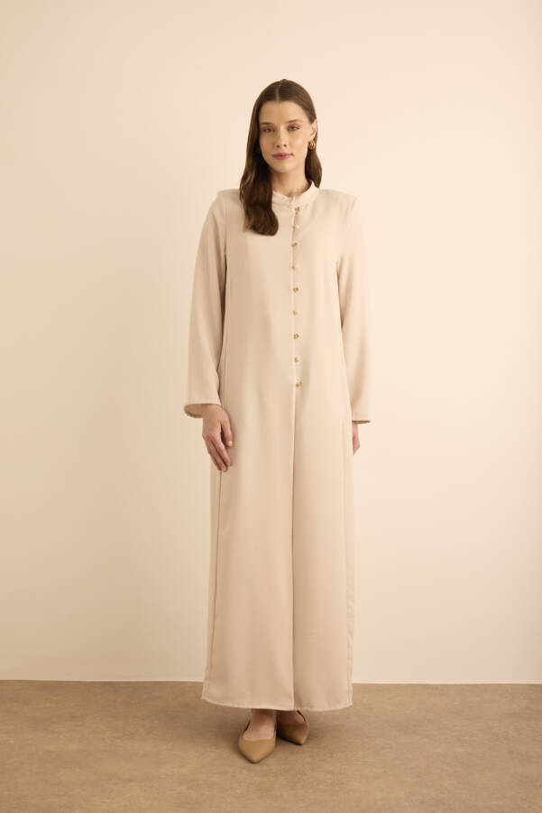 Taş Brit Düğme Detaylı Ferace - 3